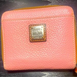 Dooney & Bourke Pink Pebble Grain Small Zip Around Wallet